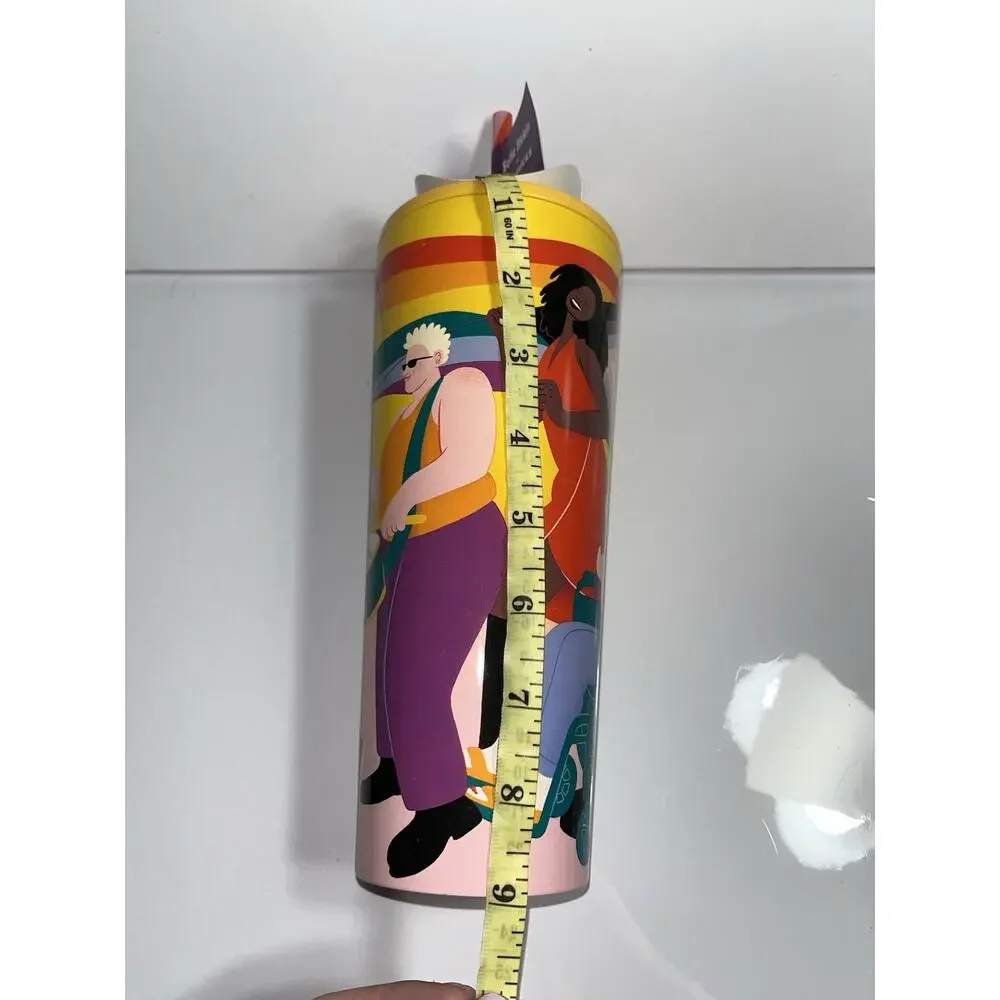 NEW Starbucks Sofie Birkin 24oz Yellow Pride Diversity Graphic Cold Cup Tumbler